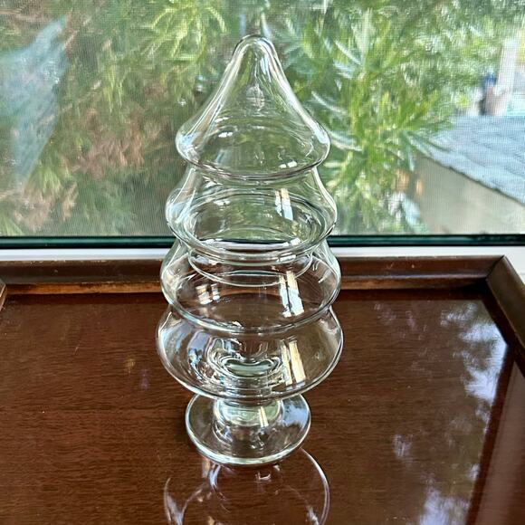 Vintage Christmas Tree 9” Footed Apothecary Jar – Festive Candy Dish - Picture 1 of 10